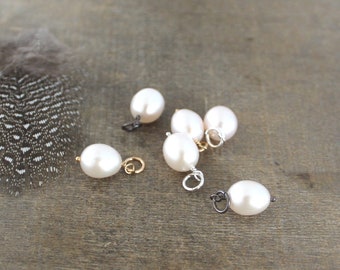 White Pearl Charm, June Birthstone Charm for Bracelet Genuine Pearl Pendant, DIY Necklace Charm Only, Oval Pearl Charm Add On, Real Pearl