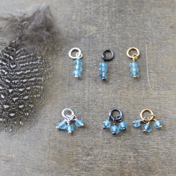 Tiny Blue Topaz Charm Blue Topaz Pendant Genuine Gemstone Jewelry DIY Earring Cluster Charm Small December Birthstone Stacked Pendant Add On