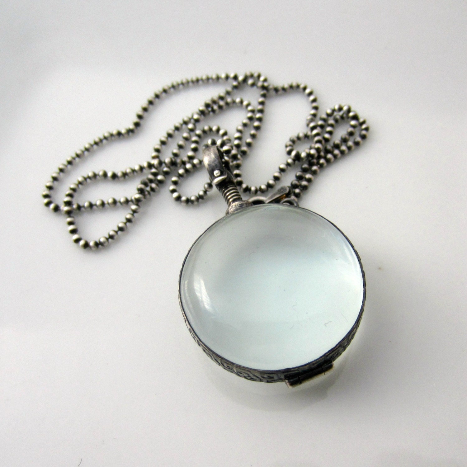 Clear Locket Necklace Glass Photo Locket Oxidize Sterling Etsy