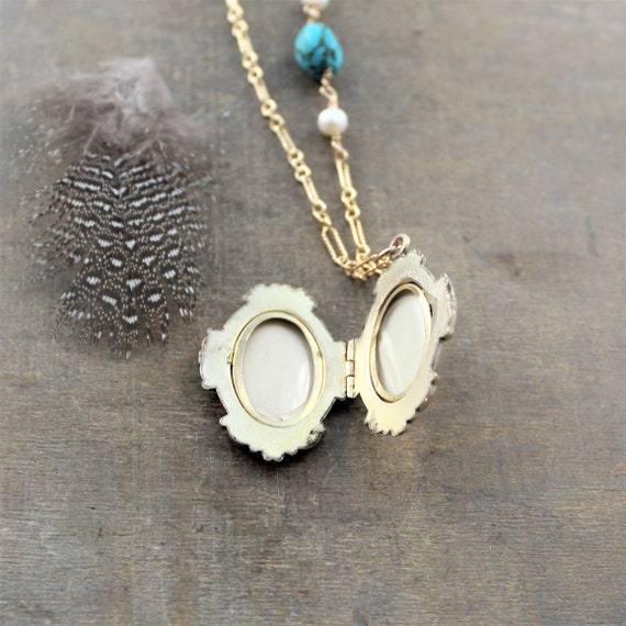 Unique Locket, Gold Locket Necklace, Gold Filled … - image 3