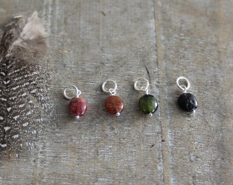 Pink Tourmaline Charm, October Birthstone Charm Tiny Green Tourmaline Pendant, DIY Jewelry, Build A Necklace Add A Dangle, Petite Charm Only