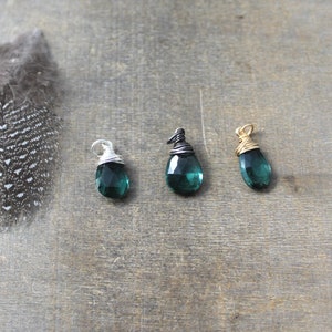 Green Quartz Charm, Green Gemstone Charm, Small Pendant, Wire Wrapped Charm, Add A Dangle, Petite Charm Only, Diy Necklace, Build A Necklace