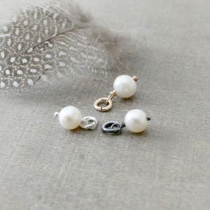 Freshwater Pearl Charm, June Birthstone Charm, White Pearl Pendant, Wire Wrapped Charm, Add A Dangle, Real Pearl Charm Only, Petite Pendant, image 1