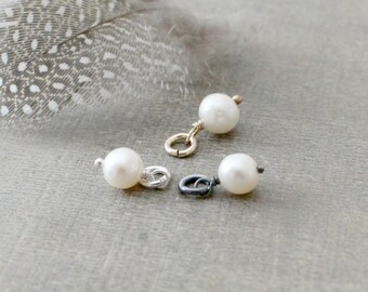 Freshwater Pearl Charm, June Birthstone Charm, White Pearl Pendant, Wire Wrapped Charm, Add A Dangle, Real Pearl Charm Only, Petite Pendant,
