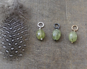 Grossular Garnet Pendant January Birthstone Oval Garnet Pendant Green Garnet Charm Add A Dangle Charm Only, Petite Pendant Small Charm