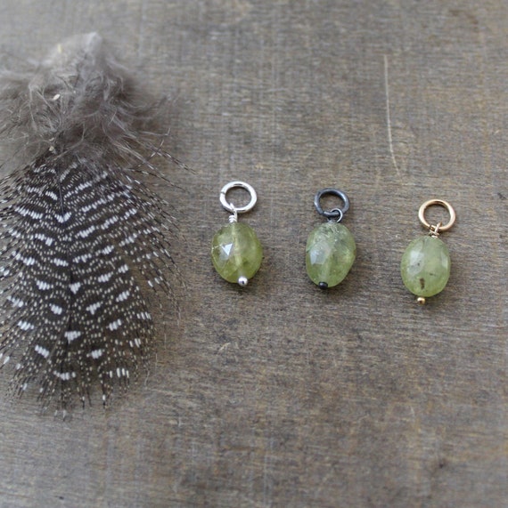 Grossular Garnet Pendant January Birthstone Oval Garnet Pendant Green Garnet Charm Add A Dangle Charm Only, Petite Pendant Small Charm