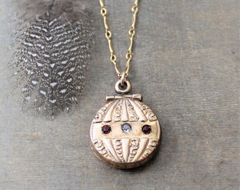 Vintage Watch Fob Necklace, Gold Fob Jewelry, Antique Gold Pendant, Estate Jewelry, Vintage Gold Paste Stone Jewelry, Gold Necklace