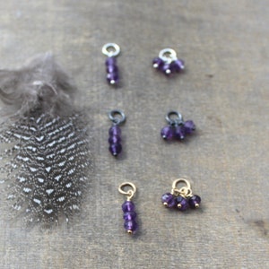 Tiny Amethyst Charm Born in February Gift DIY Earrings Build a Necklace Add A Dangle Tiny Pendant XS Cluster  Charm Purple Amethyst Jewelry