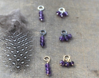 Tiny Amethyst Charm Born in February Gift DIY Earrings Build a Necklace Add A Dangle Tiny Pendant XS Gemstone Charm Purple Amethyst Jewelry