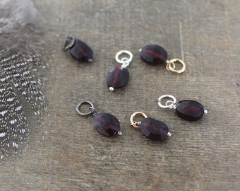 Garnet Pendant January Birthstone Oval Garnet Pendant Garnet Charm Add A Dangle Charm Only, Petite Pendant Small Gemstone Charm Chakra Stone