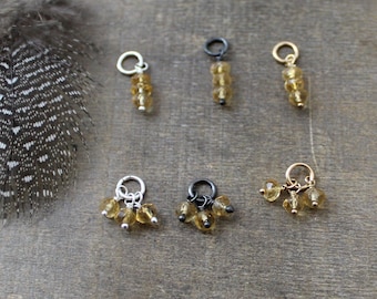 Tiny Citrine Charm Citrine Pendant Genuine Citrine Jewelry DIY Earring Natural Citrine Cluster Charm Small Birthstone Stacked Pendant Add On