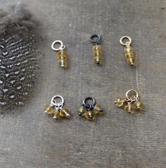 Tiny Citrine Charm Citrine Pendant Genuine Citrine Jewelry DIY Earring Natural Citrine Cluster Charm Small Birthstone Stacked Pendant Add On