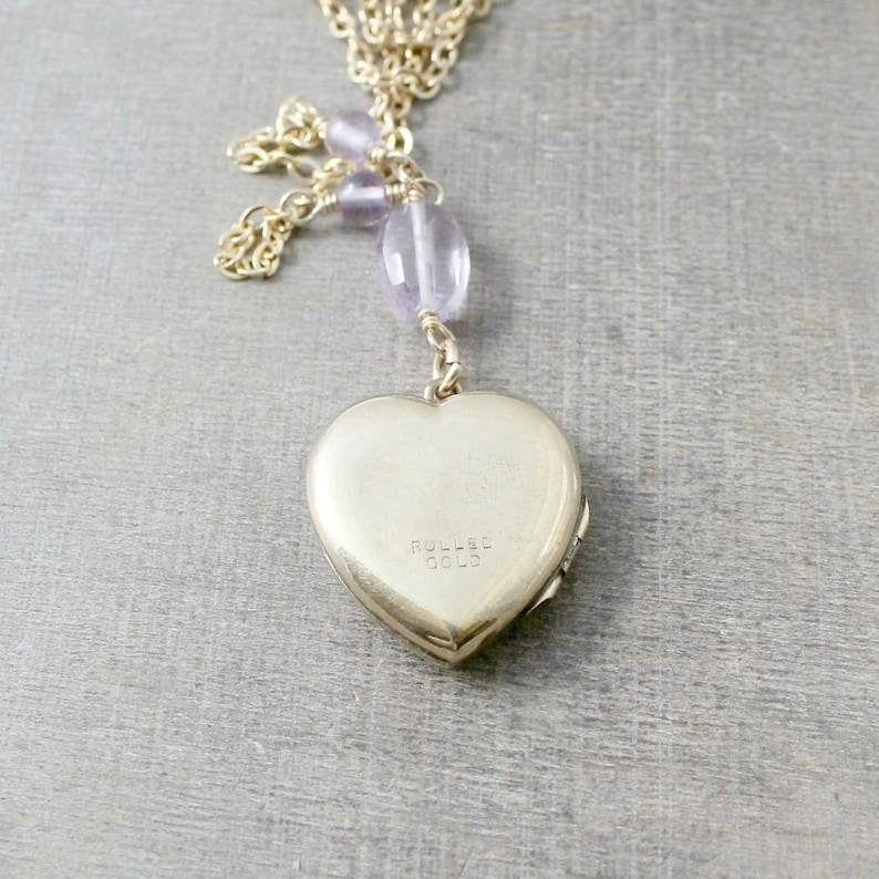 Vintage Gold Heart Locket Necklace Gold Photo Locket Pink Etsy
