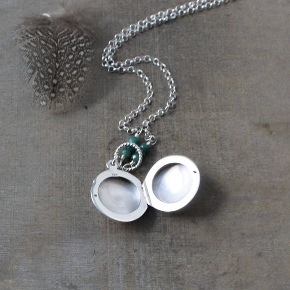 Emerald Locket, Round Locket Necklace, May Births… - image 4