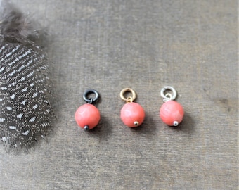 Pink Coral Charm, Coral Pendant, Round Coral Charm, Add A Dangle, Small Charm Only, Petite Pendant, Bracelet Charm, Tiny Charm