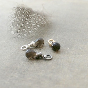Smoky Quartz Charm, Brown Gemstone Charm, Small Smoky Quartz Pendant, Wire Wrapped Charm, Add A Dangle, Dainty Charm Only, Petite Pendant