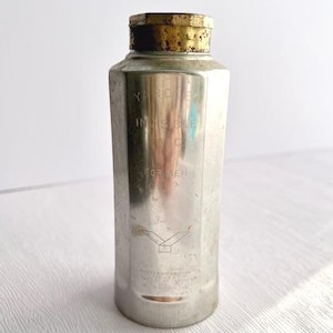 1960s Vintage Yardley of London, New York Distributor, Invisible Talc for Men 3/4 ozs Silver Tin Shaker Can Vanity Decor, Collections, Props