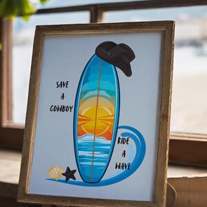 Coastal Cowgirl Beachy Room Art Decor Typografie Coastal Surfboard Wall Art Downloadbare prints.
