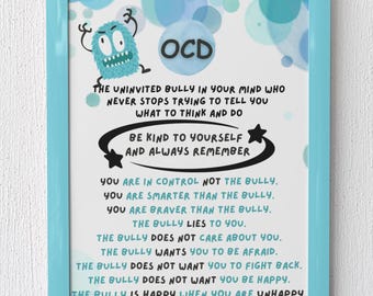 OCD Therapy Tool Neurospicy Mental Health Typography Print Obsessive Compulsive Neurodiversity Art Downloadable Prints.