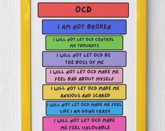 OCD Therapy Tool Neurospicy Mental Health Print Obsessive Compulsive Neurodiversity Art Downloadable Prints.