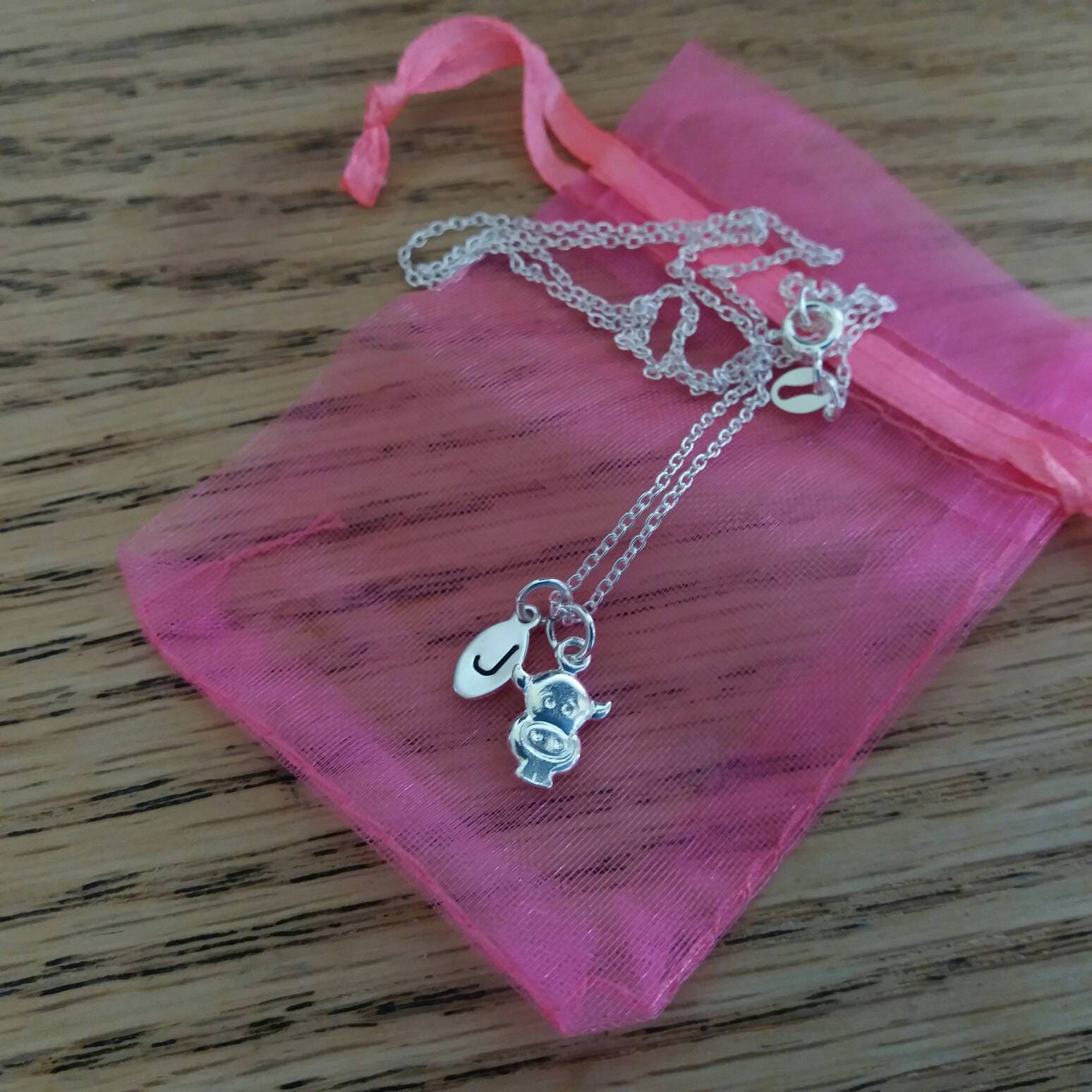 Kids/Adults Personalised Initial Silver Cow Necklace | Etsy