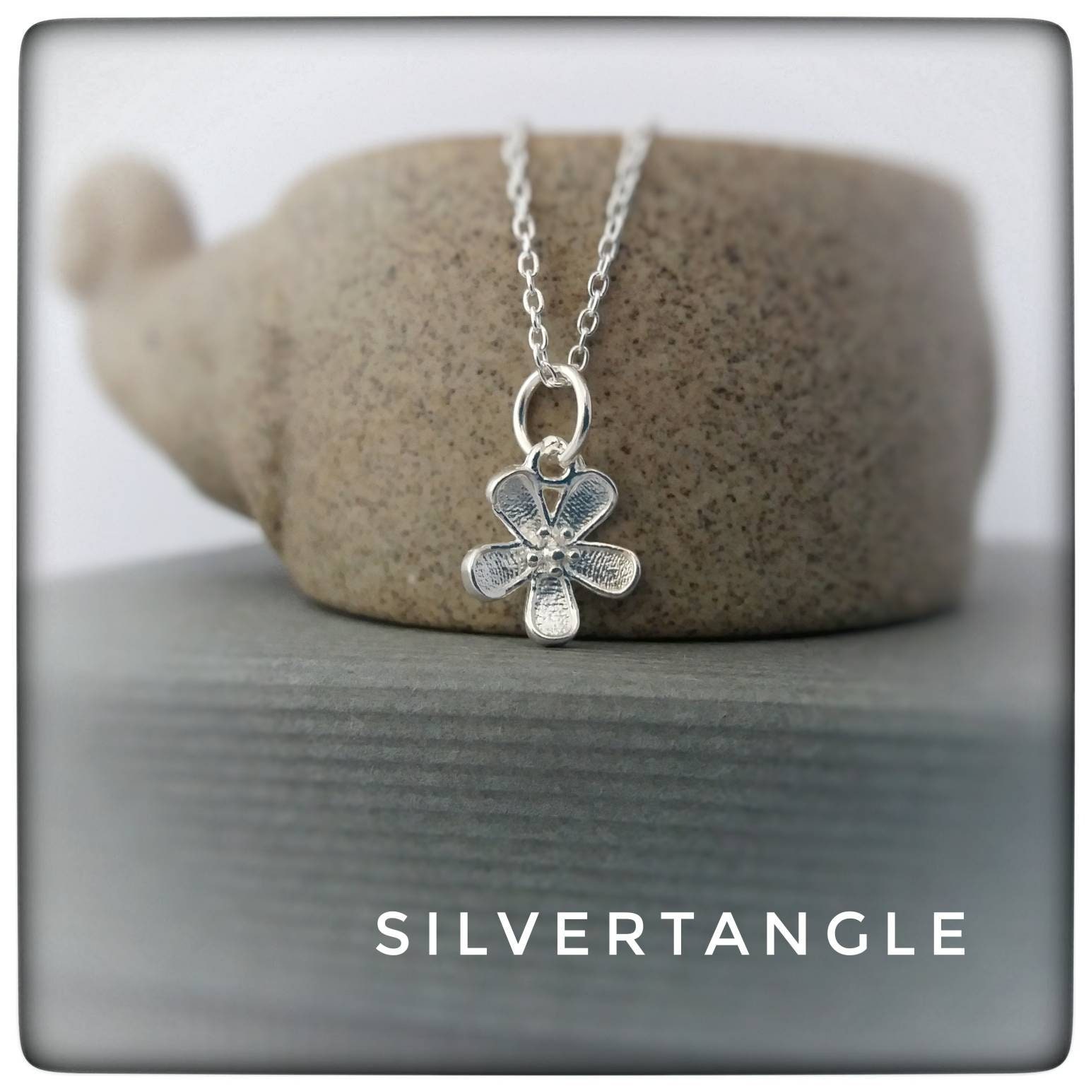 Sterling Silver Flower Necklace - Silver Flower Necklace - Silver Flower Charm Necklace - Flower Pendant Necklace