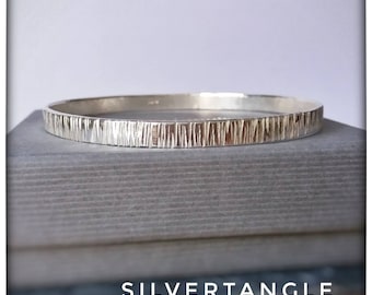 Sterling Silver Hallmarked Bangle - 5mm Wide Bangle - Sterling Silver Textured Bangle - Textured Bangle - Hallmarked Silver Bangle