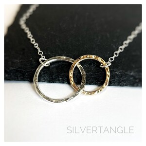 Gold and Silver Interlocking Circle Necklace - Gold and Silver Necklace - Ring Necklace - Joined Ring Necklace - Mixed Metal Necklace
