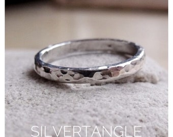 Hallmarked Silver Ring - Hammered Silver Ring - Stacking 925 Ring - Sterling Silver - Hallmarked 925 Ring