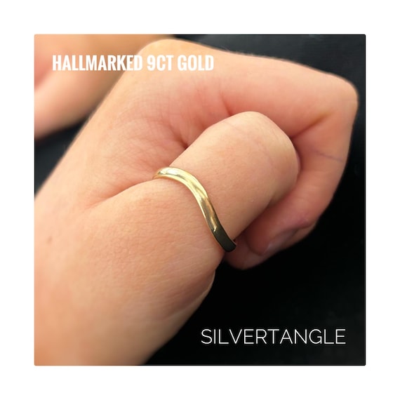 Hallmarked 9ct Gold Wavy Thumb Ring - Solid Gold Ring - 9ct Gold Ring - Wavy Gold Thumb Ring - Solid Gold Thumb Ring - 9ct Gold Thumb Ring