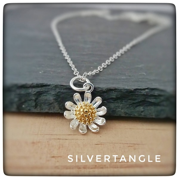 Silver Sunflower Necklace - Flower Necklace - Sterling Silver Necklace - Sunflower Necklace