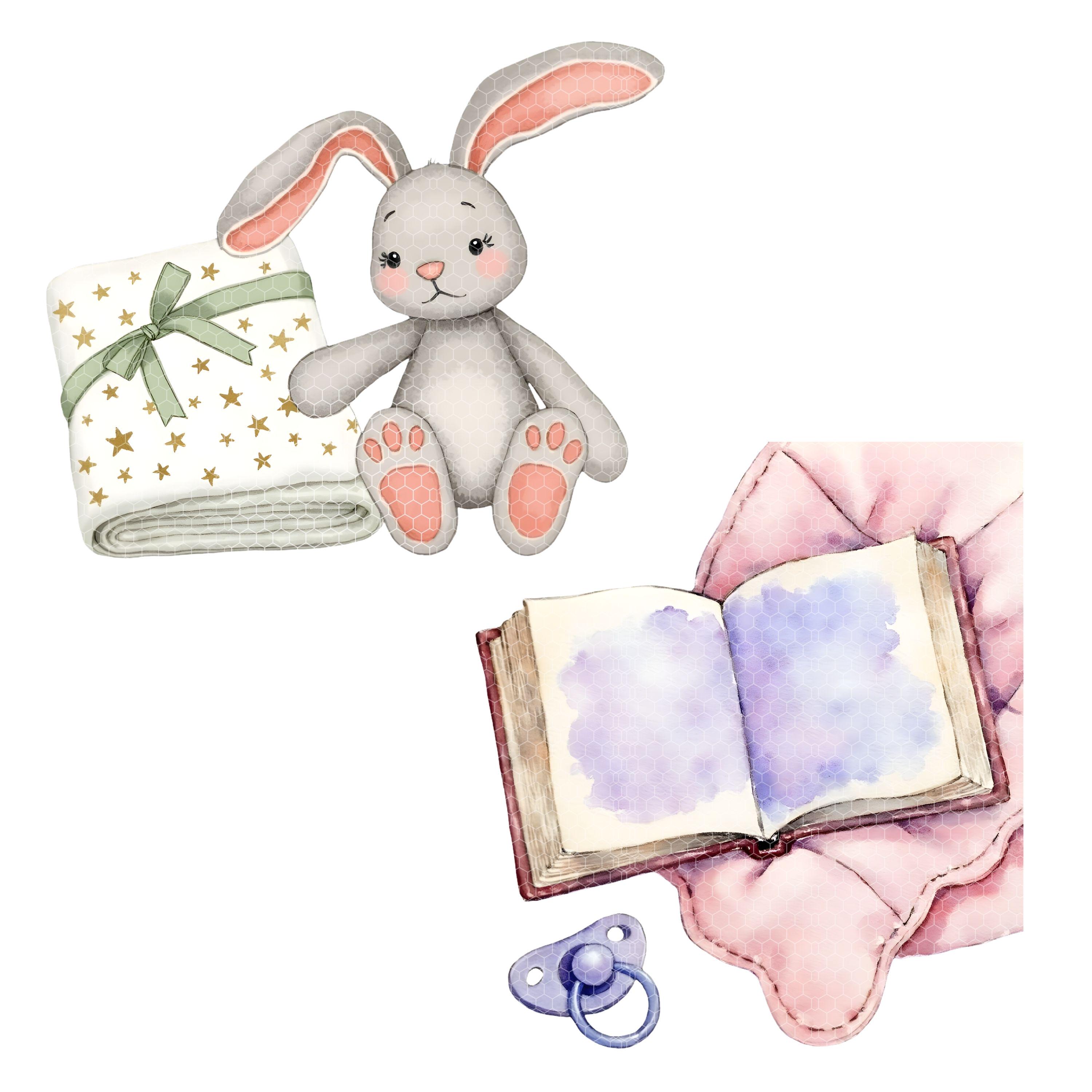 Pink Baby Girl Nursery Watercolor Clipart PNG | for Shower Invitations ...