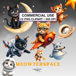 Kittens in Space Clipart PNG | Cute Astronaut Kitties Cosmic Galaxy ...