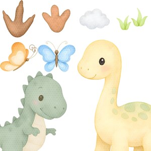 Baby Dinosaur Clipart Transparent PNG | Watercolor Dino with Jungle Plants, Volcano, Palm Trees, Hatching Eggs