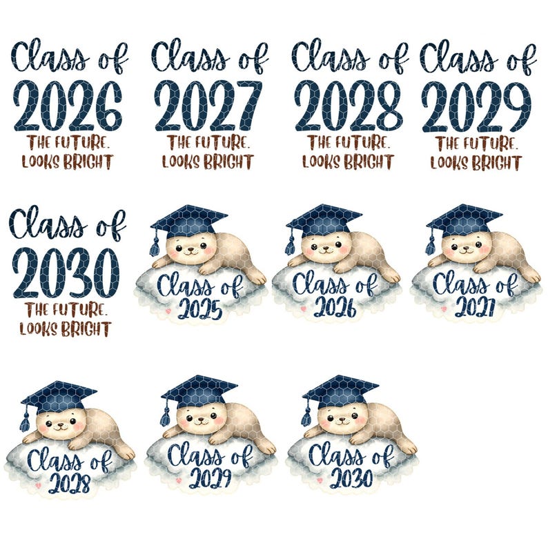 Watercolor Graduation Animals Clipart | 2025 2026 2027 2028 2029 2030 | Transparent PNGs | Caps, Scrolls & Quotes | Class of Celebration image 9