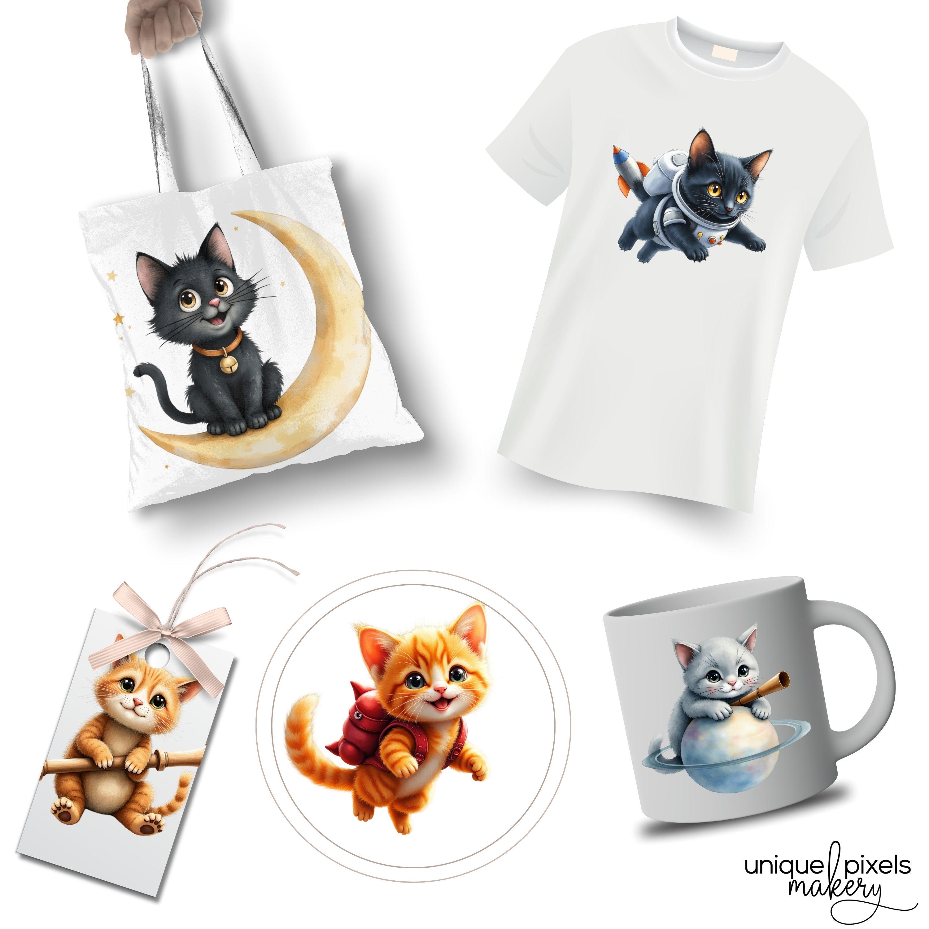 Kittens in Space Clipart PNG | Cute Astronaut Kitties Cosmic Galaxy ...