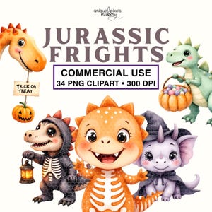 Halloween Dinosaur Spooky Transparent PNG Clipart | Instant Download | Commercial Use