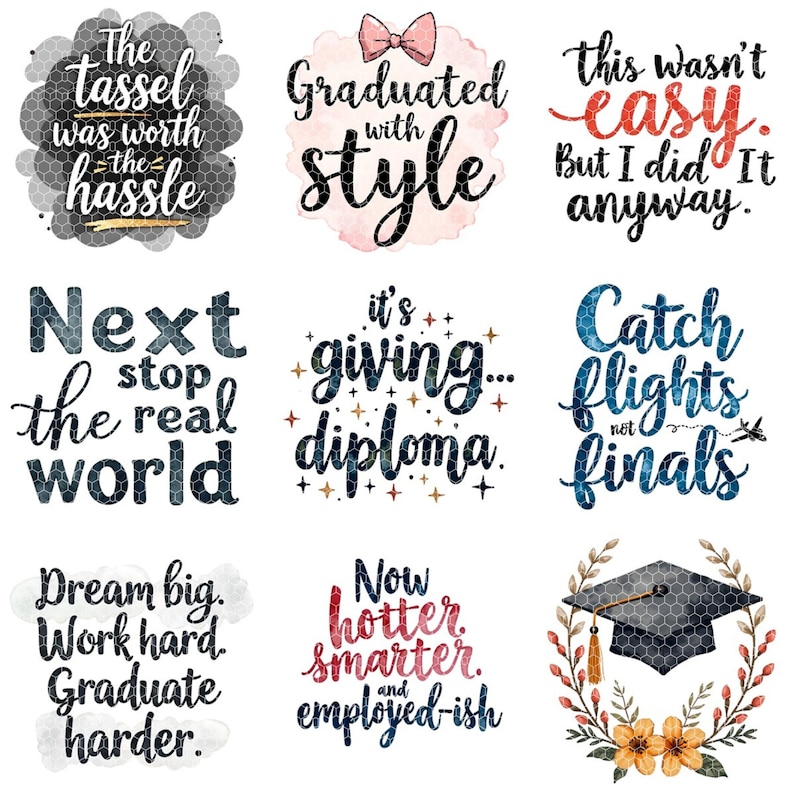 Watercolor Graduation Animals Clipart | 2025 2026 2027 2028 2029 2030 | Transparent PNGs | Caps, Scrolls & Quotes | Class of Celebration image 8