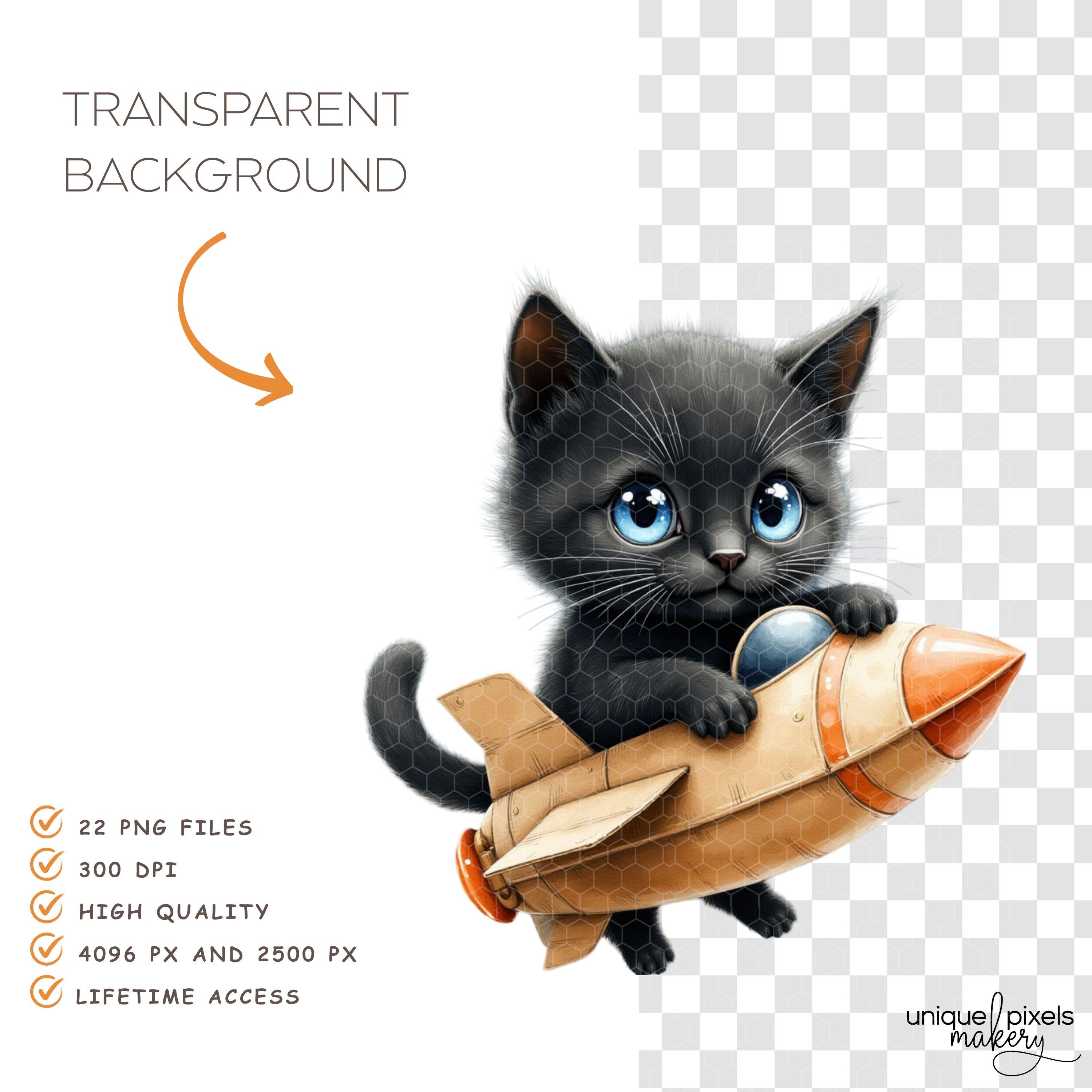Kittens in Space Clipart PNG | Cute Astronaut Kitties Cosmic Galaxy ...