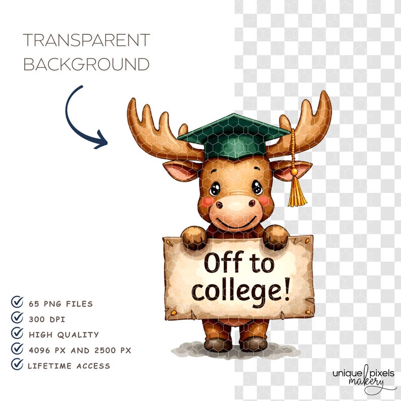 Watercolor Graduation Animals Clipart | 2025 2026 2027 2028 2029 2030 | Transparent PNGs | Caps, Scrolls & Quotes | Class of Celebration image 2