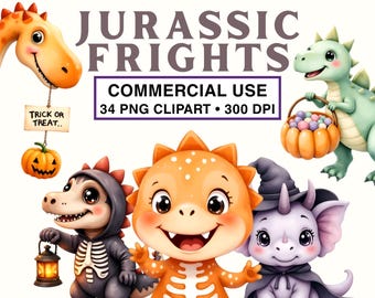 Halloween Dinosaur Spooky Transparent PNG Clipart | Instant Download | Commercial Use