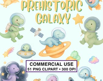 Baby Space Dinosaur Clipart Transparent PNG | Watercolor Outer Space Galaxy  Dino with Astronaut, Rocket, Moon, Planet, Eggs, Shooting Star
