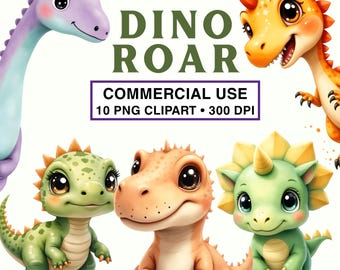Baby Dinosaur Clipart Transparent PNG  | Digital Download  | Commercial Use Clip Art