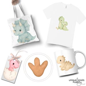 Baby Dinosaur Clipart Transparent PNG | Watercolor Dino with Jungle Plants, Volcano, Palm Trees, Hatching Eggs