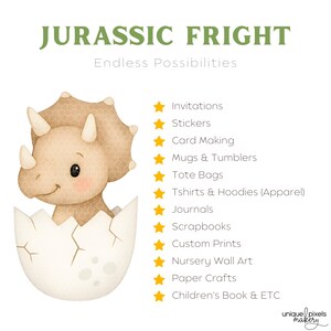 Baby Dinosaur Clipart Transparent PNG | Watercolor Dino with Jungle Plants, Volcano, Palm Trees, Hatching Eggs