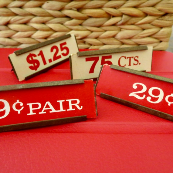 Vintage Price Tags 25 McLellan's 5 and 10 Cent Store signs Variety