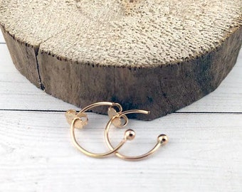 Gold Filled Small Hoop Earrings Dainty Ear Wire Pierced Cuffs Lighweight Round Gold Hoops Birthday Gift for Mom Sister Hostess Teacher