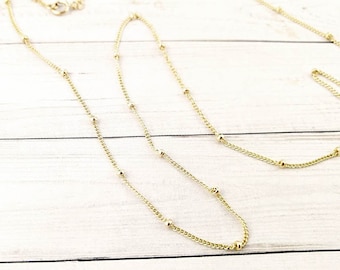 Gold Filled Ball Chain, 14K GF Saturn Cable Chain, Layering Necklace, Satellite Finished Chain, Minimal Jewelry, Choker, Gift for Her