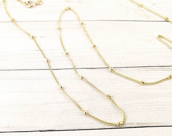 Cadena de bolas llena de oro, cadena de cable Saturno GF de 14K, collar de capas, cadena terminada por satélite, joyería mínima, gargantilla, regalo para ella