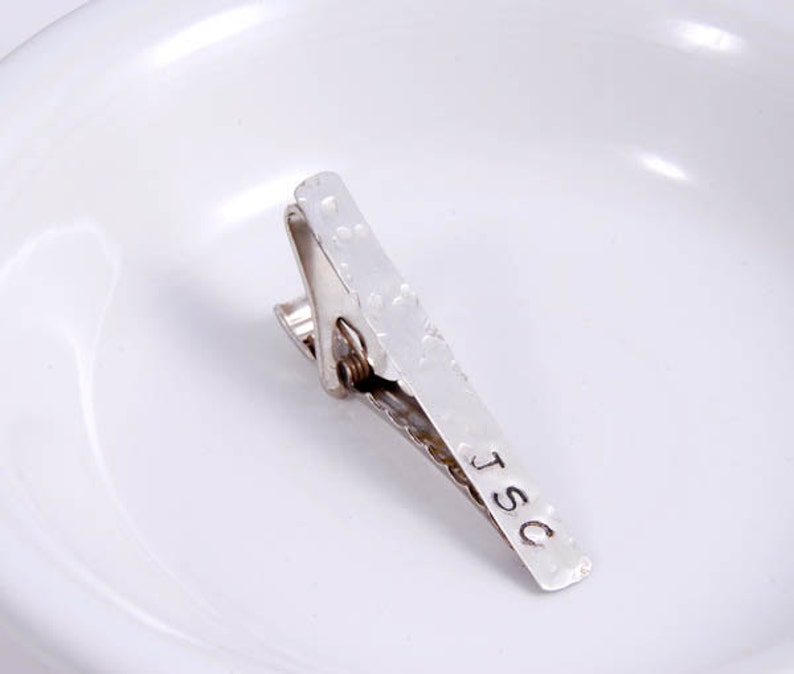 Sterling Silver Tie Bar Personalized Tie Clip Custom Initials Necktie Accessories Groomsmen Gifts Gifts for Men Under 25